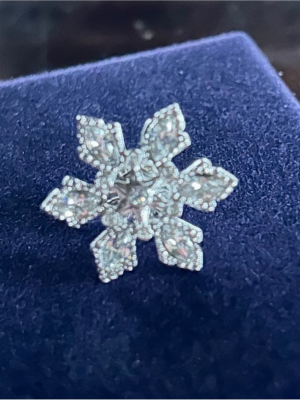 Swarovski Snowflake Crystal Brooch - Silver Tone